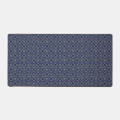 Navy Blue en Faux Gold Moroccan Mosaic Pattern Bureaumat (Voorkant)