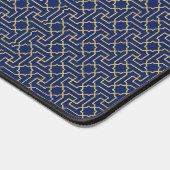 Navy Blue en Faux Gold Moroccan Mosaic Pattern Bureaumat (Hoek)