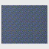 Navy Blue en Faux Gold Moroccan Mosaic Pattern Cadeaupapier (Vlak)