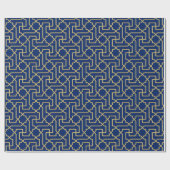 Navy Blue en Faux Gold Moroccan Mosaic Pattern Cadeaupapier (Vlak)