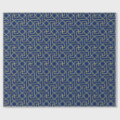 Navy Blue en Faux Gold Moroccan Mosaic Pattern Cadeaupapier (Vlak)