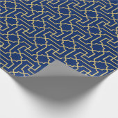 Navy Blue en Faux Gold Moroccan Mosaic Pattern Cadeaupapier (Hoek)
