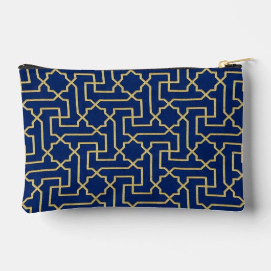 Navy Blue en Faux Gold Moroccan Mosaic Pattern Etui (Achterkant)