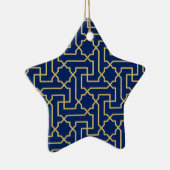 Navy Blue en Faux Gold Moroccan Mosaic Pattern Keramisch Ornament (Rechts)