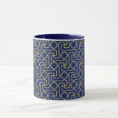 Navy Blue en Faux Gold Moroccan Mosaic Pattern Mok (Midden)