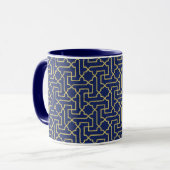 Navy Blue en Faux Gold Moroccan Mosaic Pattern Mok (Voorkant links)