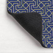 Navy Blue en Faux Gold Moroccan Mosaic Pattern Muismat (Hoek)