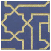 Navy Blue en Faux Gold Moroccan Mosaic Pattern Stof (Close Up)