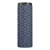 Navy Blue en Faux Gold Moroccan Mosaic Pattern Thermosbeker (Achterkant)