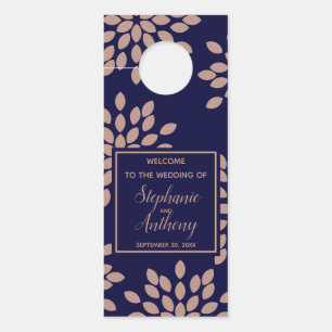 Navy Blue en Faux Roos Gold Floral Wedding Deurhanger