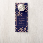 Navy Blue en Faux Roos Gold Floral Wedding Deurhanger (Op knop)