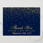 Navy Blue en Glam Confetti Weddenschap Folie Uitnodiging Briefkaart (Voorkant)