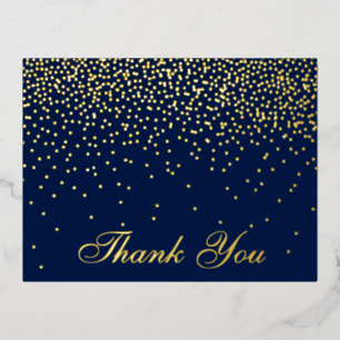 Navy Blue en Glam Confetti Weddenschap Folie Uitnodiging Briefkaart