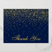 Navy Blue en Glam Confetti Weddenschap Folie Uitnodiging Briefkaart (Voorkant)