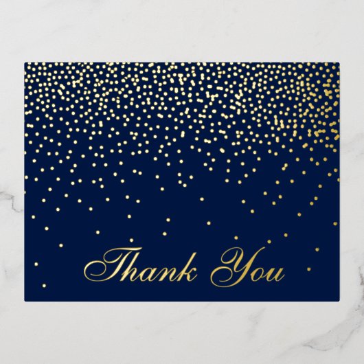 Navy Blue en Glam Confetti Weddenschap Folie Uitnodiging Briefkaart (Voorkant)