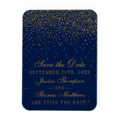 Navy Blue en Glam Gold Confetti bewaren de datum Magneet (Verticaal)