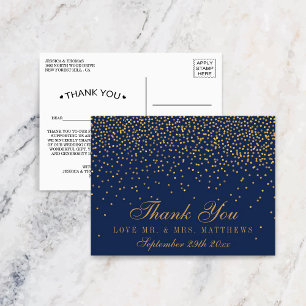 Navy Blue en Glam Gold Confetti Weddenschap Briefkaart