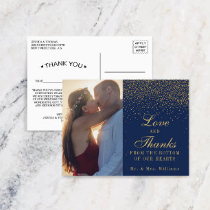 Navy Blue en Glam Gold Confetti Weddenschap Briefkaart