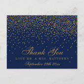 Navy Blue en Glam Gold Confetti Weddenschap Briefkaart (Voorkant)