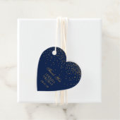 Navy Blue en Glam Gold Confetti Wedding Bedankjes Labels (In situ)