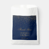 Navy Blue en Glam Gold Confetti Wedding Bedankzakje (Voorkant)
