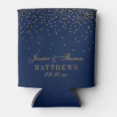Navy Blue en Glam Gold Confetti Wedding Blikjeskoeler (Voorkant)