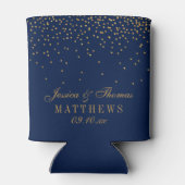 Navy Blue en Glam Gold Confetti Wedding Blikjeskoeler (Achterkant)