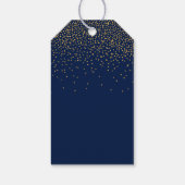Navy Blue en Glam Gold Confetti Wedding Favor Cadeaulabel (Achterkant)