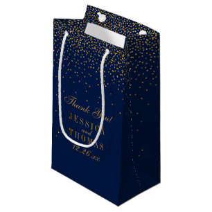 Navy Blue en Glam Gold Confetti Wedding Favor Klein Cadeauzakje