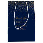 Navy Blue en Glam Gold Confetti Wedding Favor Medium Cadeauzakje (Voorkant)