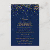 Navy Blue en Glam Gold Confetti Wedding Informatiekaartje (Voorkant)