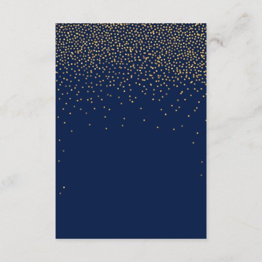 Navy Blue en Glam Gold Confetti Wedding Informatiekaartje (Achterkant)