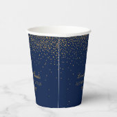Navy Blue en Glam Gold Confetti Wedding Papieren Bekers (Rechts)