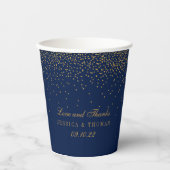 Navy Blue en Glam Gold Confetti Wedding Papieren Bekers (Voorkant)