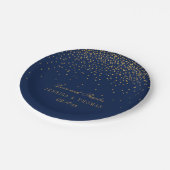 Navy Blue en Glam Gold Confetti Wedding Papieren Bordje (Gekanteld)