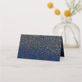 Navy Blue en Glam Gold Confetti Wedding Plaatskaartje (Achterkant)