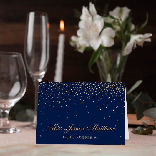 Navy Blue en Glam Gold Confetti Wedding Place