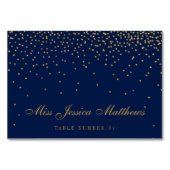 Navy Blue en Glam Gold Confetti Wedding Place Kaart (Achterkant)