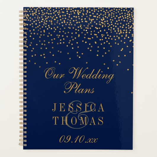 Navy Blue en Glam Gold Confetti Wedding Planner (Voorkant)
