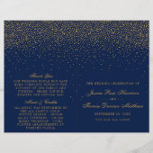 Navy Blue en Glam Gold Confetti Wedding Programme (Voorkant)