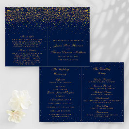 Navy Blue en Glam Gold Confetti Wedding Programme