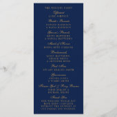 Navy Blue en Glam Gold Confetti Wedding Programme Programmakaart (Achterkant)