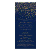 Navy Blue en Glam Gold Confetti Wedding Programme Reclamekaart (Voorkant)