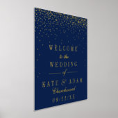 Navy Blue en Glam Gold Confetti Wedding Real Folie Afdrukken (Laagn)