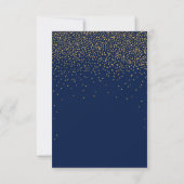 Navy Blue en Glam Gold Confetti Wedding RSVP Kaartje (Achterkant)