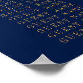 Navy Blue en Glam Gold Confetti Wedding Seating Se Poster (Hoek)