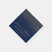 Navy Blue en Glam Gold Confetti Wedding Servet (Hoek)