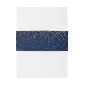 Navy Blue en Glam Gold Confetti Wedding Uitnodigingen Wikkel (Achterkant Voorbeeld)