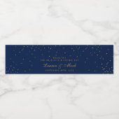 Navy Blue en Glam Gold Confetti Wedding Waterfles Etiket (Enkel label)