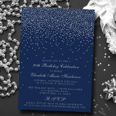 Navy Blue en Glam Silver Confetti Birthday Kaart